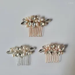 Hair Clips SLBRIDAL Handmade Trendy Alloy Crystal Rhinestones Freshwater Pearls Bridal Comb Wedding Accessories Women Jewelry