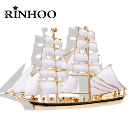 Brooches Rinhoo Enamel Sailboat For Women Cartoon Boat Ferry Ship Casual Office Lapel Pins Backpack Clothes Button Badge Jewelry