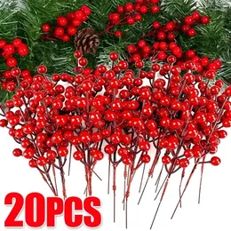 الزهور الزخرفية 20/1pcs Chritsmas ديكور التوت الحمراء