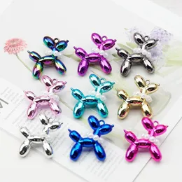 Keychains 5Pcs 45x45mm Metal Plated Macaron Balloon Dog Pendant For Charm Mobile Phone Chain Keychain Cartoon 3D DIY Jewelry Accessories