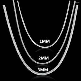 ペンダントネックレスチャーム1mm 2mm 3mmソリッドヘビチェーン925男性用の銀のネックレス