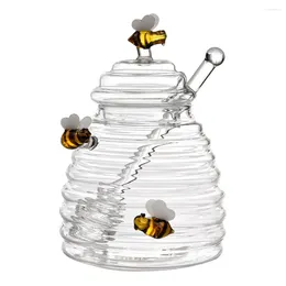 Garrafas de água frasco de mel doméstico criativo transparente com tampa de haste de agitação de vidro para organizador de cozinha de loja