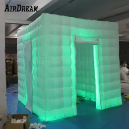 wholesale Wholesale The Selfie Portable white Inflatable Photo booth Photobooth Cabin with Full LED Around Cube Photos tent For advertising 001