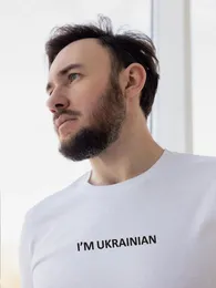 القمصان الخاصة بالرجال ، أنا أوكرانية للجنسين الأساسيين تي شيرت تي شيرت صيف القطن لرجال الكبير طاقم العرق.