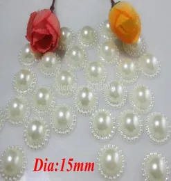 Intero 150 pezzi sciolto senza anello Mezza perla Accessorio fai da te 15mm Perle con retro piatto latteo Bottone a forma rotonda Perle con retro piatto B4705056