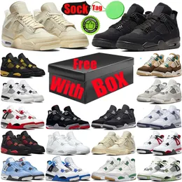 Military with Box Black Cat 4 Jumpmen4s Basketball Shoes for Mens Womens Sail White Oreo Thunder University Blue Cacao Wow Men Trainers Sports Sneakers Shoe