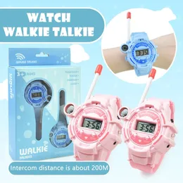 2PCS Mini Walkie-Talkie Zabawki z światłami Dzieci Outdoor bezprzewodowa rozmowa Pager Walkie-Talkie Electronic Watch Prezenty 240118