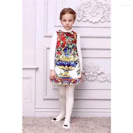 소녀 드레스 아이 공주를위한 공주 의상 의상 인쇄 로브 필레 파티 생일 웨딩 옷 vesido menina