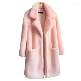 Женское модное пальто из искусственного норкового бархата, искусственное пальто 2024, зимняя куртка средней длины, мягкая теплая толстая верхняя одежда