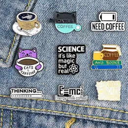 Броши, креативная мультяшная комбинация, значок «Я люблю кофе», милый кот, книга, астронавт, эмалированная брошь, индивидуальные модные украшения, подарок