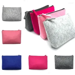 Storage Bags 1 Piece Solid Colored Felt Bag Portable Travel Cosmetics Earphone Data Cable Furniture Supplies