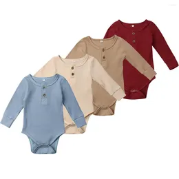 Born Baby 2024 Bodysuits Toddler Kız Erkekler Fırfır Tek Parçaları Tulumlar Yüksek Kaliteli Katı Bebek Kıyafetleri Sunsuit