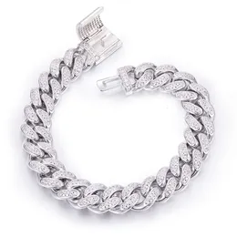 Kaisney 12mm عريضة من الذهب الأبيض مطلي Gra Moissanite Bracelet S sterling Sier Cuban Link Chain Hiphop Jewelry