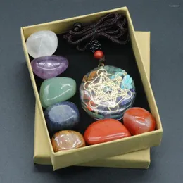 Dekorativa figurer 2024 Natural Crystal Chakras Amethyst Stone Healing Meditation 7 Yoga Box Chakra Reiki Gifts Decoration Collection SE