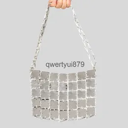 Borse a tracolla in metallo quadrato pezzo in alluminio Seet Designer di lusso e borsa per borsa da donna 2023 e borsa da sera con paillettes a tracolla in tessuto H24131