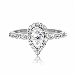 Colares de pingente AnuJewel 1ct Pear Cut Moissanite Noivado Anel de Casamento 925 Anéis de Prata Esterlina para Mulheres Jóias Whole345F