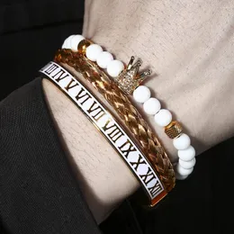 Charm Armbänder Luxus Römische Königskrone Armband für Frauen Männer Geometrie Edelstahl Offene Einstellbare Paar Schmuck Geschenke