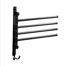 Stainless Steel Black Finish Swing Out Towel Bar Folding Arm Swivel Hanger Holder Folding Movable Bath Towel Bar T200916265I