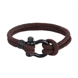 Milan Rope Armreif, vielseitiger Stil, schwarzes Edelstahlarmband, Herrenarmband mit Hufeisenschnalle, Factory Outlet303K