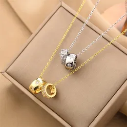 Catene GD Collana di rombi di cristallo di moda lussuosa con pendente ad anello in acciaio inossidabile Gioielli color oro non ossidanti per le donne