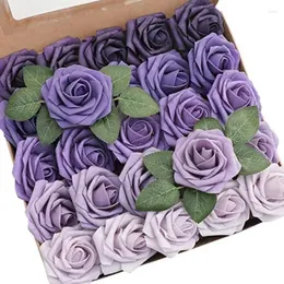 Dekorative Blumen Valentinstag Geschenkbox Schaumstoff PE Rose mit Stab Künstliche Fake Home Dekoration Blumenzucht