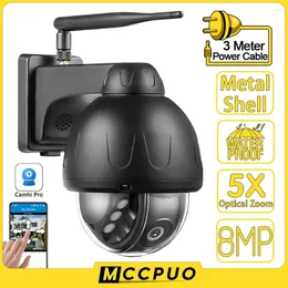 Mccpuo 4K 8MP Full Metal 5G WIFI Câmera de vigilância Visão noturna Humanóide Rastreamento automático à prova d'água PTZ IP Segurança Camhi