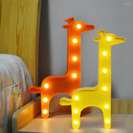 Ночные огни с изображением милого жирафа, светодиодные светильники с животными, настольные лампы с питанием от батареи, вывеска для детей, детских комнат, спальни, детской
