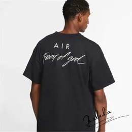 Fearofgod co marca masculina e feminina amantes em torno do pescoço ar manga curta camiseta marca de moda nevoeiro high street