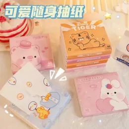 8 Stück Cartoon bedruckte Kawaii-Taschentücher, hochwertig, 3-lagig, tragbar, für Abendessen, Küche, Outdoor, Servietten, kleine Packung, Seidenpapier, Toilettenpapier, 240127