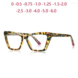 Sonnenbrille mit Leopardenmuster und Cat-Eye-Korrektionsbrille für Kurzsichtige, TR90 Anti-Blaustrahlen-Brille, 0 -0,5 -0,75 bis -6,0