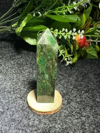 Figurine decorative Cristallo naturale Torre di smeraldo Obelisco Bacchetta Pietre ad alta energia e Chakra Spirito Guarigione Regalo Decorazione della casa