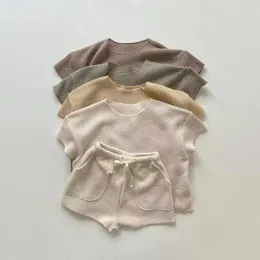 Conjuntos de roupas de verão para crianças meninos meninas conjunto unissex camiseta de algodão e shorts para crianças