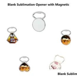 Openers 2 In 1 Sublimation Blanks Opener Fridge Magnet Heat Thermal Transfer Metal Beer Bottle Corkscrew Outdoor Portable White With Dhq2N