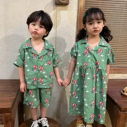 의류 세트 Milancel 2024 Summer Kids Set Cotton Boys Suit Cartoon Girls Dress