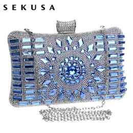 Sekusa Acrylic Women Evening Bag Diamonds Torebki Łańcuchowe ramiona przyjęcie wieczorne Sprzęgła Messenger Bag Christmas 240130