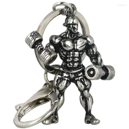 Nyckelringar sport Viktlyftning Fitness Metal Keychain för herrmodeväska hänge tillbehör bil nyckel ringkedja vän gåva smycken