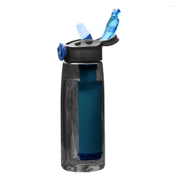 Garrafas de água portáteis 650ml, filtro de hidratação bobble, acampamento, caminhadas, viagem, filtragem, beber saudável com bússola