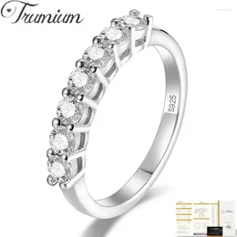 Cluster-Ringe Trumium 0,7 CT 3 mm D Farbe Moissanit für Frauen S925 Silber Passende Hochzeit Diamanten Band Stapelbarer Ring Feiner Schmuck Geschenk