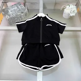 Luxury kids tracksuits baby Sports and fitness set Size 110-160 girl Short sleeved zippered jacket and shorts Jan20