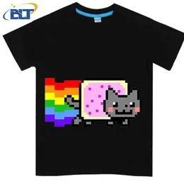 Rainbow Print Nyan Cat Kids Cotton T-shirt for Boys and