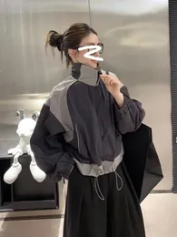 Women Cropped Jacket Oversized Patchwork Chic Coats Female