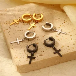 Stainless Steel Punk Cross Hoop Cross Earrings Women Set Of Stainless Steel Punk Cross Hoop Cross Earrings Women Set Of