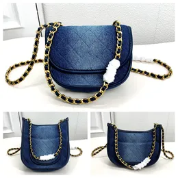 Blue Denim Designer Bags: Mini Shoulder Bag, Chain Crossbody