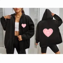 Y2K Heart Graphic Zip Up Hoodie Vintage Autumn Winter Sweatshirt