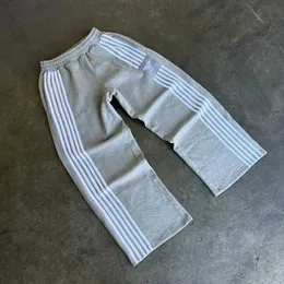 DHgate.com:American Hip-Hop Loose Striped Splicing Wide Leg
