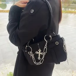 Gothic Y2k Crossbody Bag: Vintage Grunge Chain Shoulder Bag, Retro