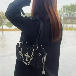 JIAERDI Vintage Gothic Cross Y2K duffle bag with Punk Chain JIAERDI Vintage Gothic Cross Y2K duffle bag with Punk Chain