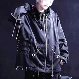 Y2K Streetwear Jacket: Japanese Inspired Punk Top with Metal