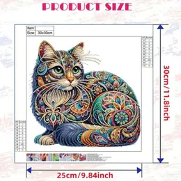 Kit Diamond Painting 5D Fai Da Te 20x20 Cm – Gatto E Farfalla, Tela Completa Per Relax E Regalo Creativo