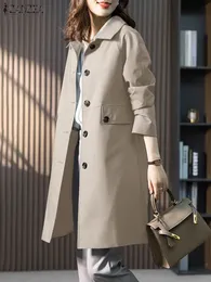 Elegant Womens Trench Coat: Vintage Style, Long Sleeve Jacket